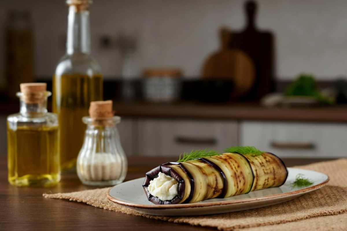 ricetta del rotolo di melanzane e Philadelphia